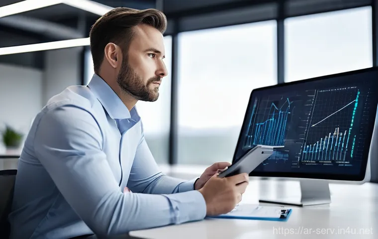 서비스관리사 실기시험 문제 유형 - A highly professional male service manager, in his late 30s, is seated at a minimalist, ergonomic de...