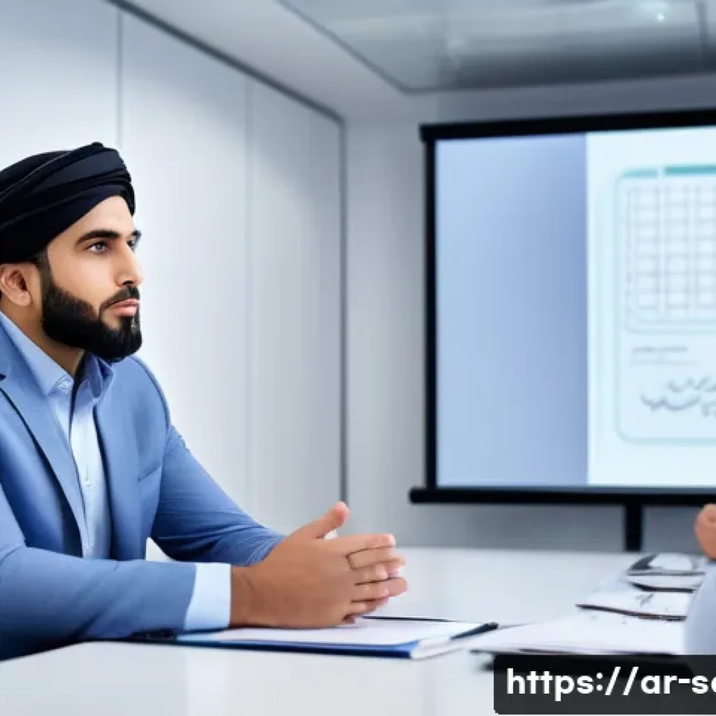 서비스관리사와 조직 내 갈등 해결 사례 - A professional Middle Eastern office setting with an Arab male service manager actively engaging in ...