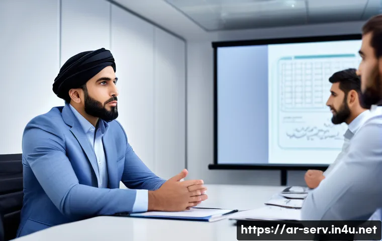 서비스관리사와 조직 내 갈등 해결 사례 - A professional Middle Eastern office setting with an Arab male service manager actively engaging in ...