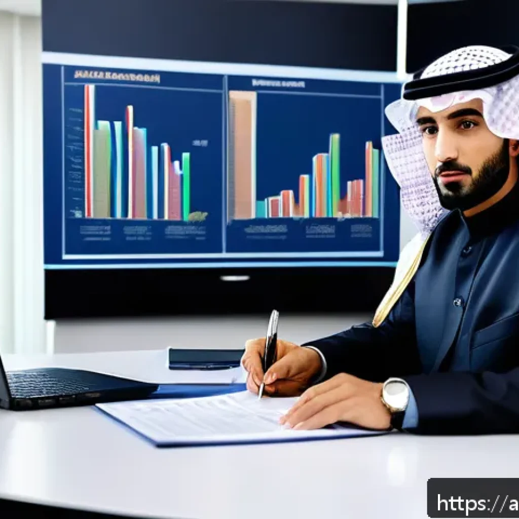 서비스관리사와 연봉 협상 사례 - A professional Middle Eastern man in formal business attire sitting confidently at a modern office d...